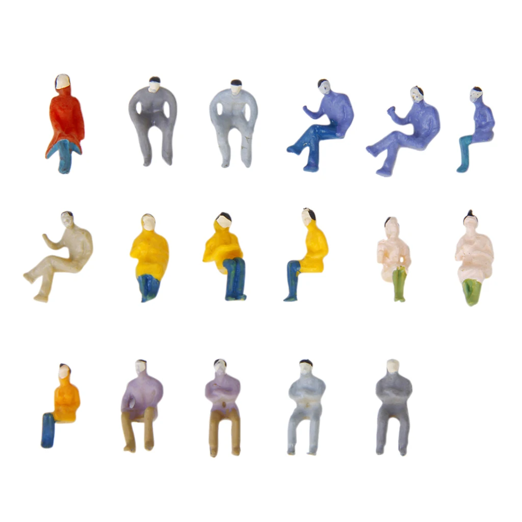 100pcs Painted Model Train Seated People Passengers Figures 1/100 TT Scale