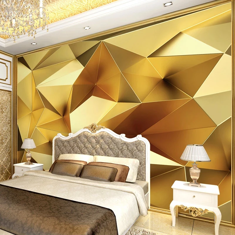 Custom Wallpaper Luxury Golden Geometric Polygon 3D Photo Mural Modern Interior Living Room Restaurant Bedroom Papel De Parede