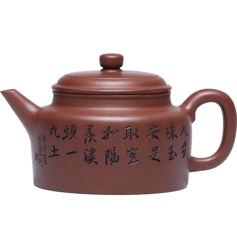 ★high pure manual yixing countries all hand carved painting products in a factory old purple clay teapot clock pot