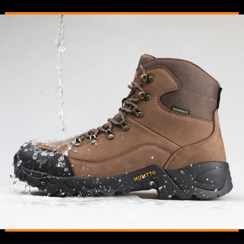 HUMTTO – chaussures de randonnée en cuir imperméables pour hommes, bottes de Trekking de Camping en plein air, baskets de sécurité tactiques