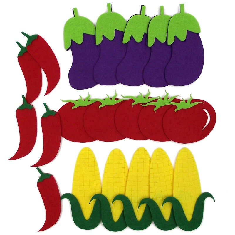 XICC Fruit Vegetables Cartoon Mixed Design Felt Craft Non Woven Patch Applique DIY Felt Pad Kindergarten Decoration Wall Sticker image 5