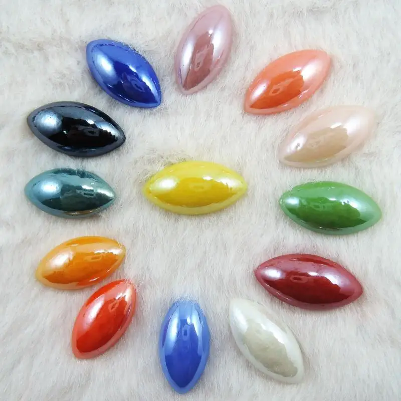 9*18/7*14/6*12-3*6MM Mixed Colors Domed Flatback Half Glass Ceramic Marquise Shiny Cabochon for DIY phone Jewelry Making Craft