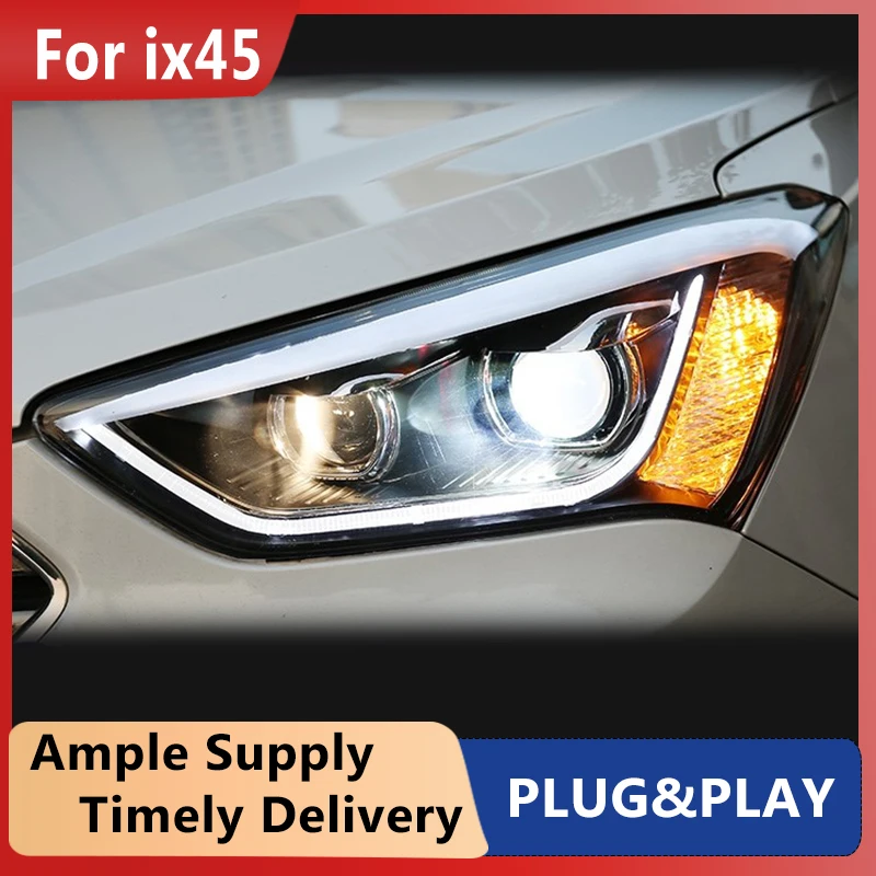 Cars Headlight For Hyundai ix45 Santa fe Santafe 2013 Headlights LED DRL Running lights Bi-Xenon Beam Fog angel eyes