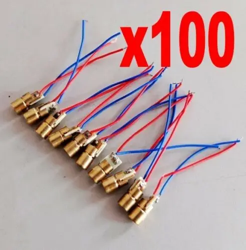 

100pcs/lot 650nm 6mm 5V 5mW Laser Dot Diode Module Copper Head Red