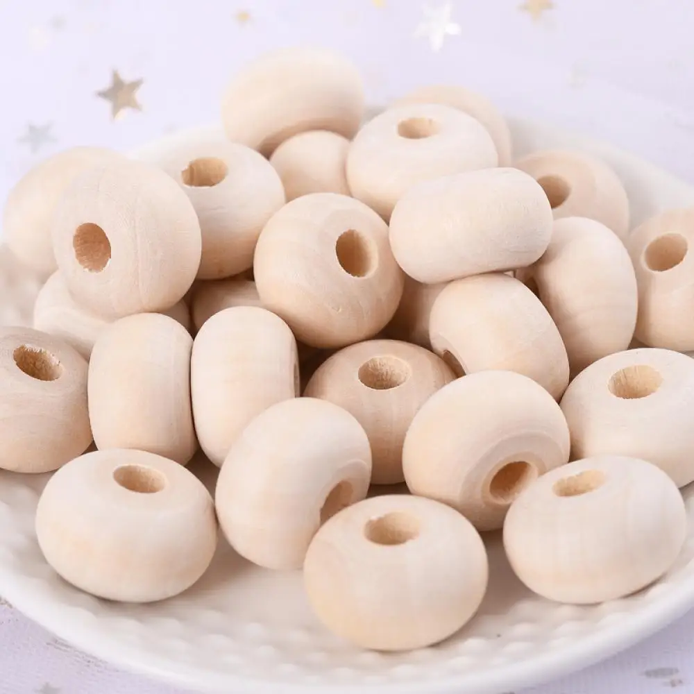 10-30Pcs 14/20/24mm Wooden Beads Natural Eco-Friendly Lead-Free Flat Spacer Loose Wood Bead DIY for Jewelry Making Handmade