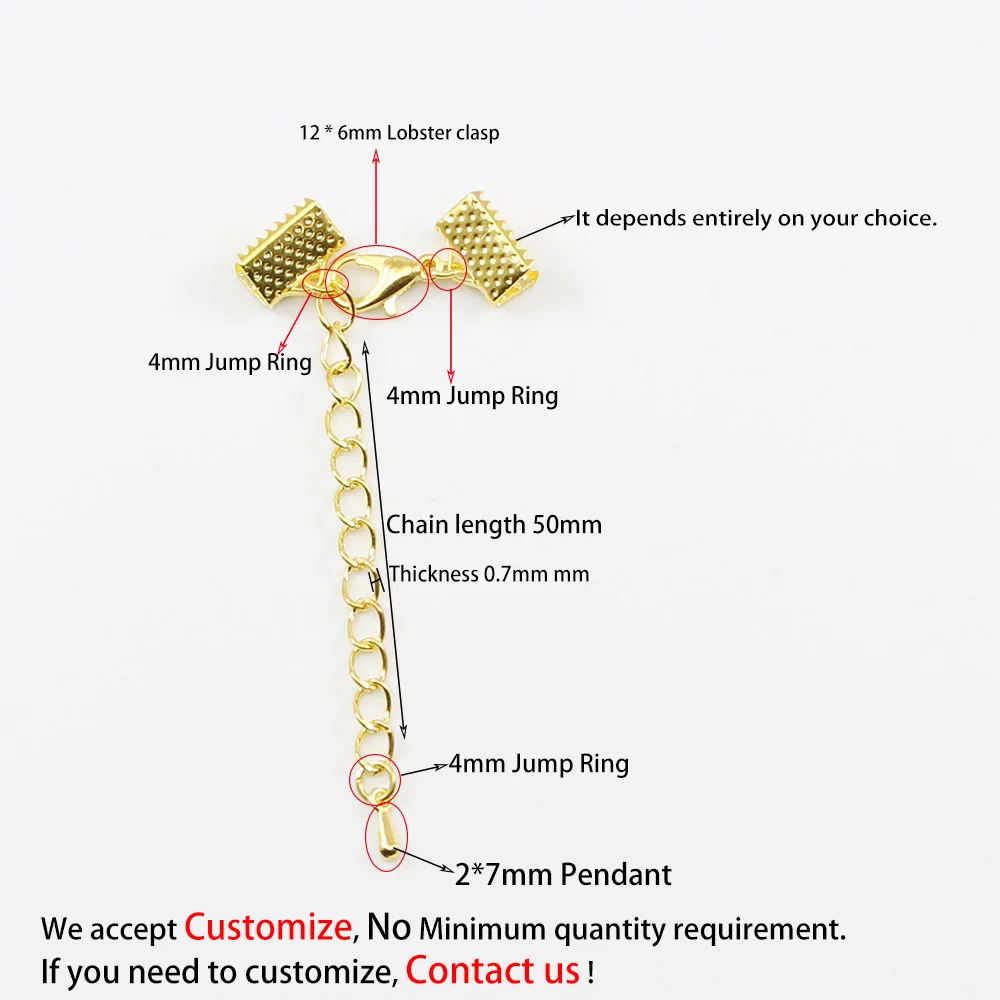 10Pcs Ribbon Leather Cord End Fastener Clasps Extender Chain Lobster Clasps Connectors For Jewelry Making Diy Bracelet Findings