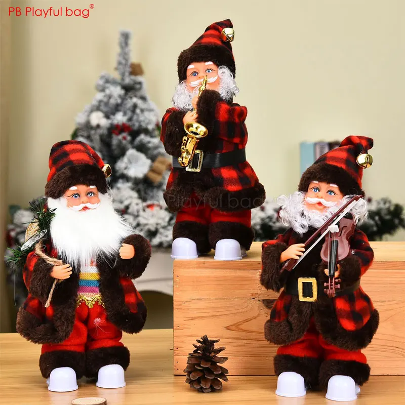 Playful bag 2020 Musical Santa Claus action figure Funny swinging Santa Christmas Tree ornaments Christmas toy gift for kid AA93