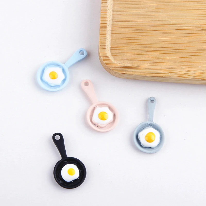 10pcs Enamel Alloy Pan With Eggs Charms For Bracelet Anklet Necklace Omelette in Mini Saucepan Pendant DIY Jewelry Accessories