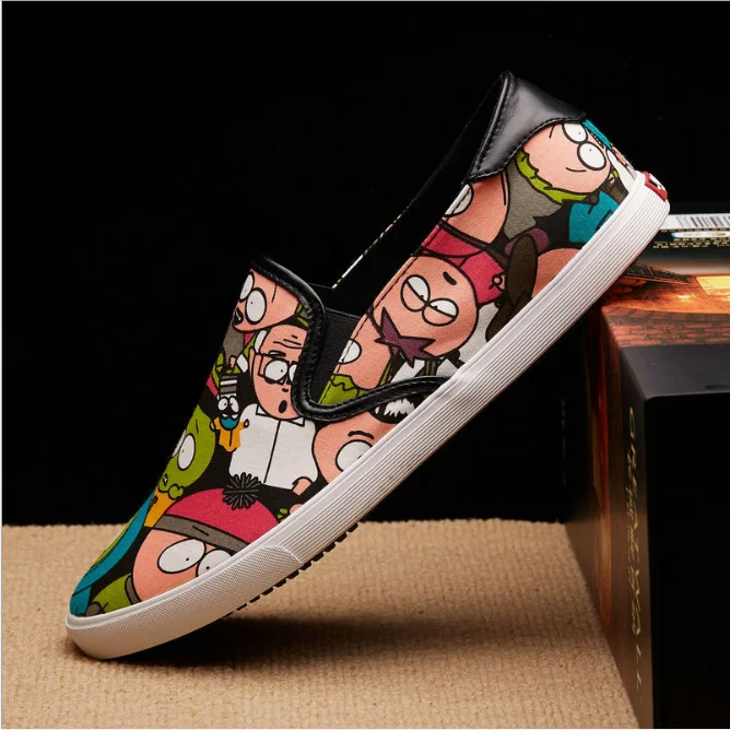 New Spring  Autumn Canvas shoes Male students shoes Casual Graffiti Sneakers Loafers slip-on shoes breathable mens  Shoes