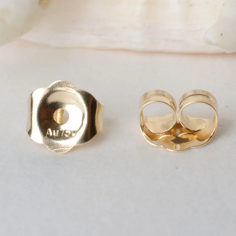 AU750 18k gold earnut , solid 18 karat gold earring backs for jewelry diy making findings accessories supply