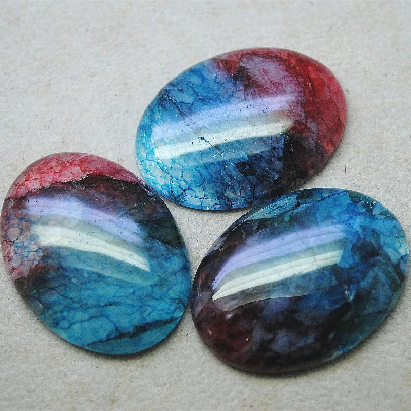 3PCS Nature Semi Precious Stone Pendants Oval Shape Natural Agate Beads No Hole Size 30X40MM 4 Differents Colors Wholesale Free