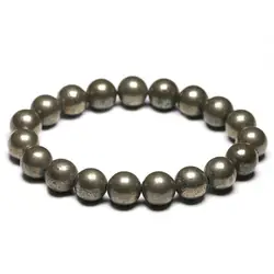 Natural Pyrite 6 8 10mm Round Beads Elastic Line Stretch Beaded Bracelet Fashion Man Woman Genuine Gem Fine Jewelry