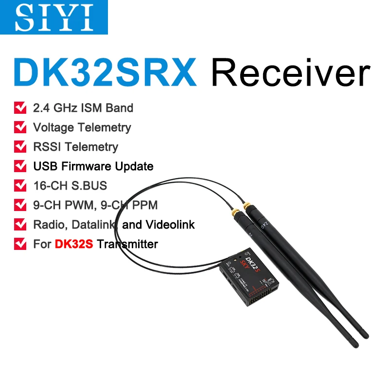 SIYI DK32SRX Receiver Air Unit with Datalink Telemetry for DK32S Transmitter 2.4G ISM Band 20KM Long Range SBUS PWM PPM