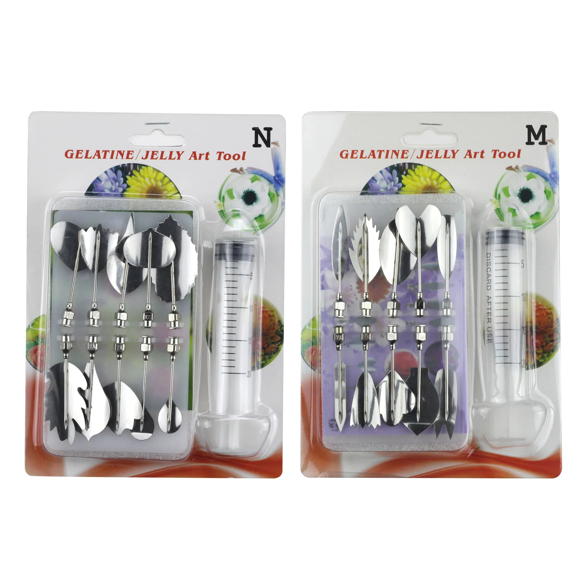 14 style 3D Gelatin Cake  Mold Jelly Art Pudding Flowers Stainless Steel Nozzle Syringe  Needle Kit Cake Decorating Tools