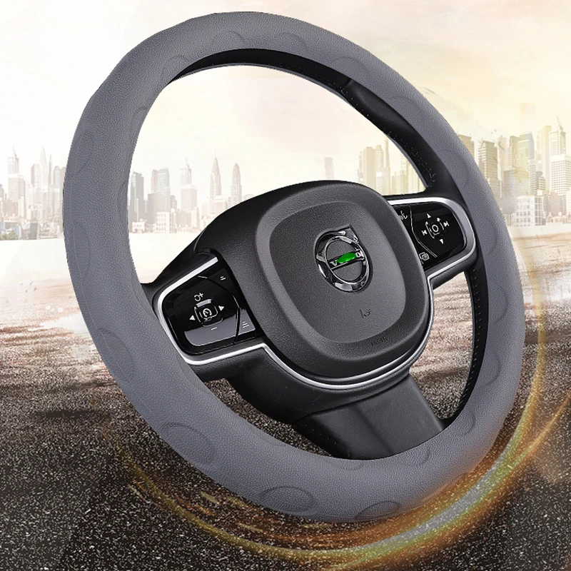 

Car Steering Wheel Cover 38cm Silicone Non-slip Texture Soft Cover Skidproof Universal For most Cars Steering Wheel Accessories