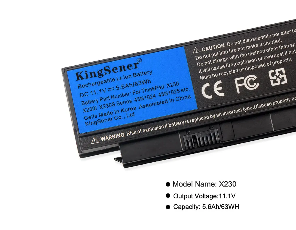 KingSener Laptop Battery For Lenovo Thinkpad X230 X230I X230S 45N1024 45N1022 45N1023 45N1029 45N1033 5.6Ah/63WH 44+