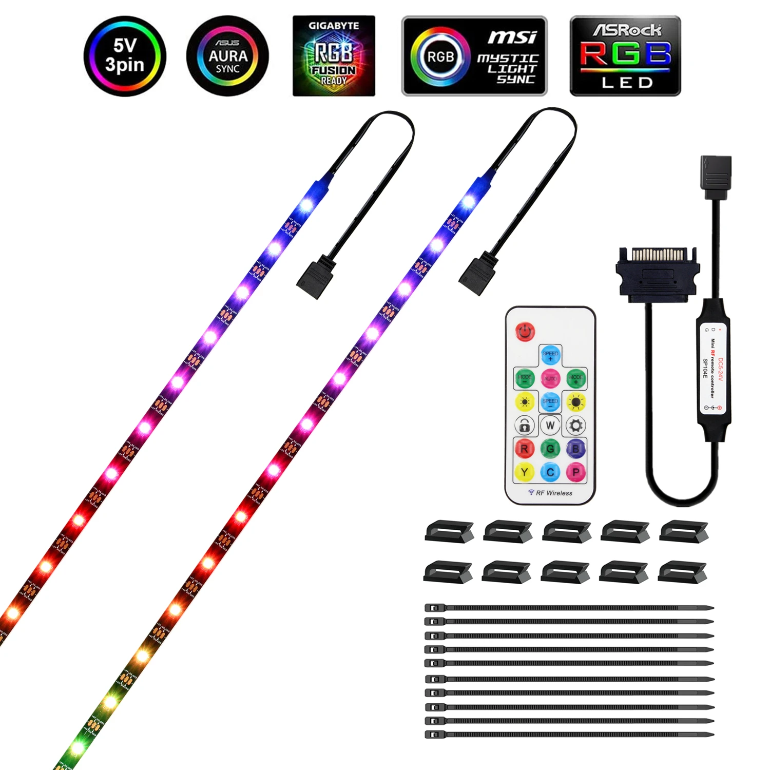 

5V SATA Power Interface RGB WS2812b LED Strip With Remote Controller Led Strip Waterproof Diode Tape Kit For PC Computer Case