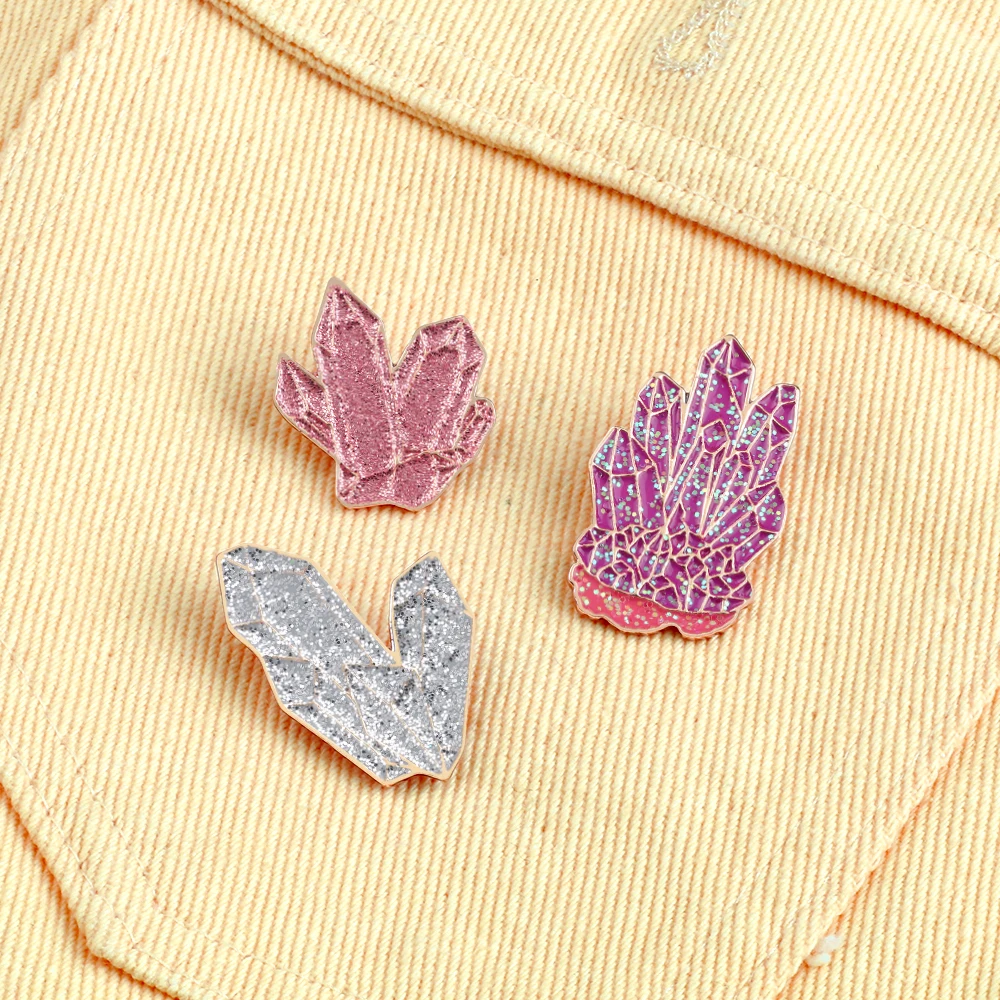 3 Style Beautiful Crystal Rock Enamel Pin High Quality Metal Brooches New Arrival Women Demin Coat Lapel Pin Jewelry Gift Friend