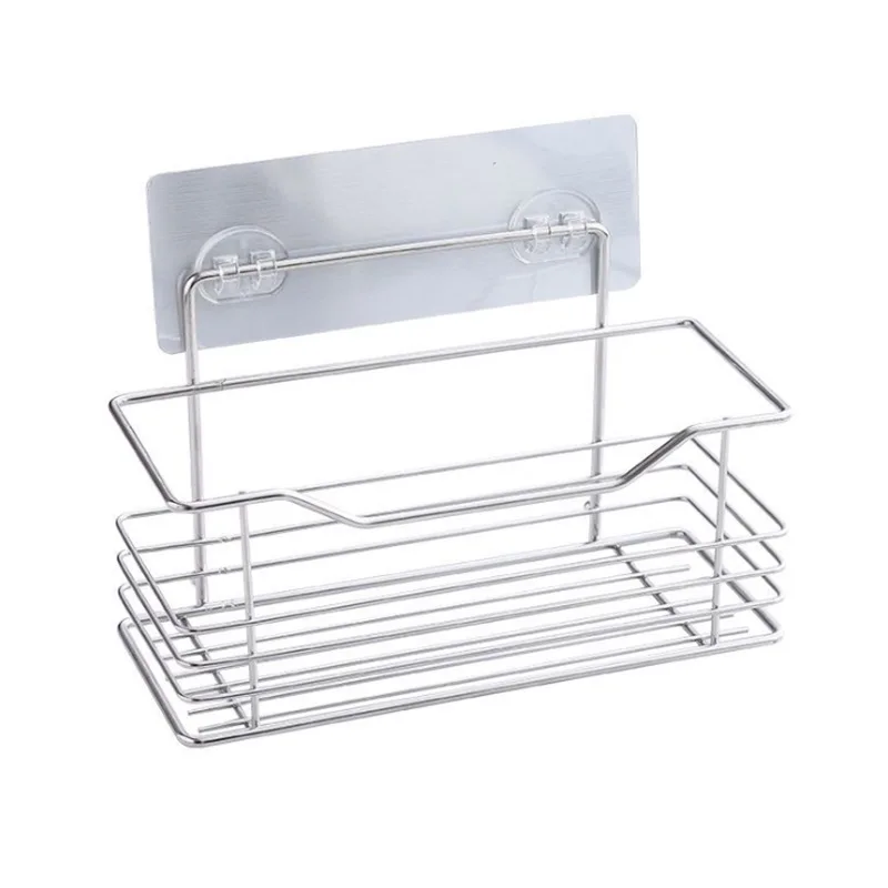 22cm High Fence Stainless Steel Bathroom Storage Shelf Punch-Free Wall Mounted Kitchen Bathroom Toilet Storage Rack