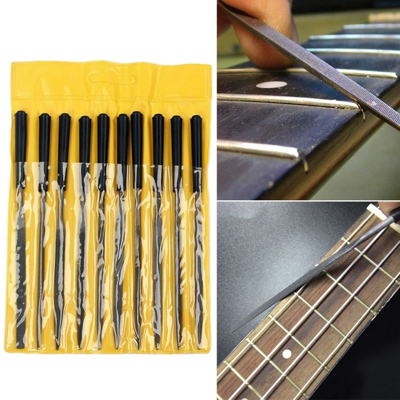 M89D 10pcs Professional Guitar Frets Nuts Needle File Set Polished File Rasp Grinding Knife Guitar Repair Tool