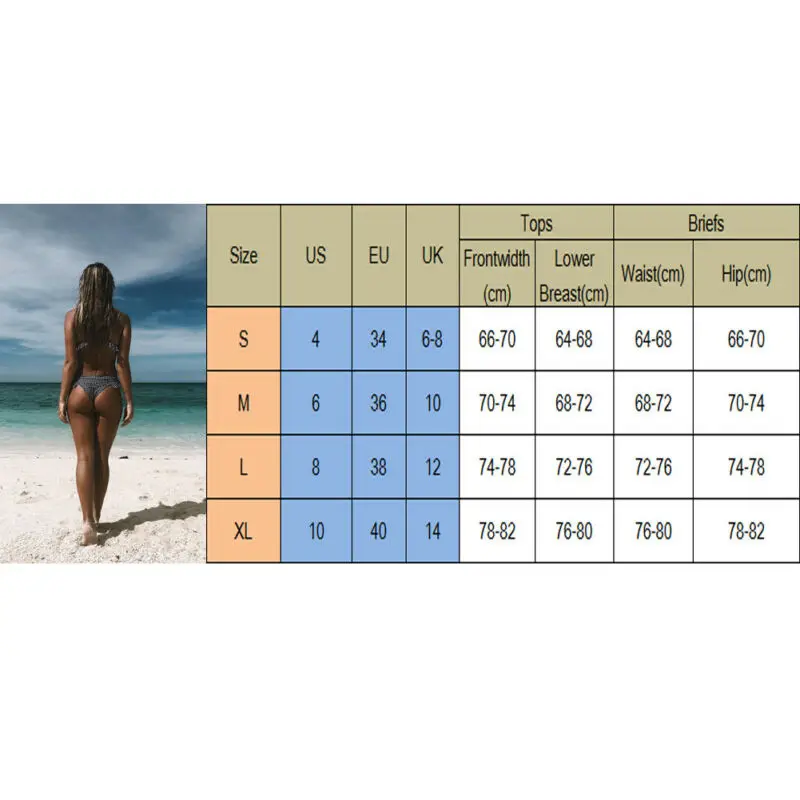 Fashion Women Sexy Plaid Bikini Sets Ruffle Bandage Push-up Padded Swimsuit Bathing Swimwear Swimming Beach Wear