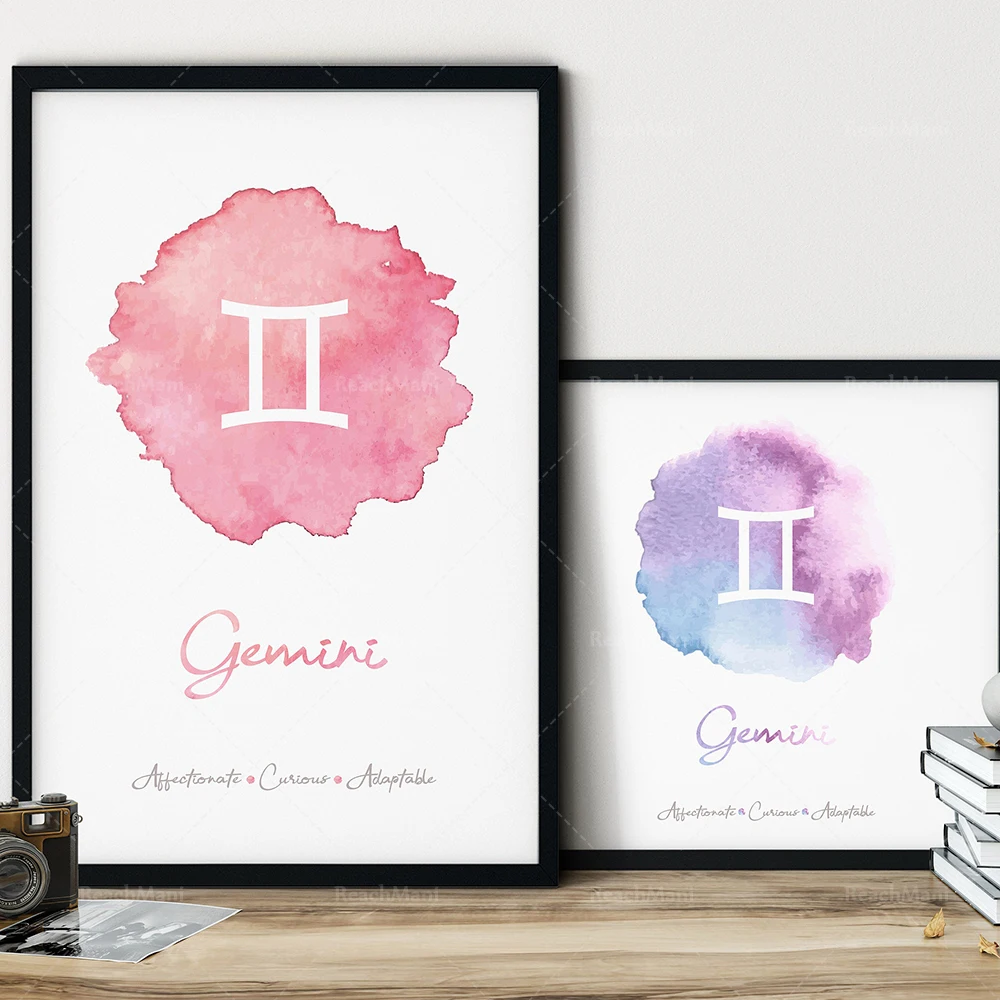 

Gemini Zodiac Art, Gemini Astrology Gift, Astrology Watercolor, Constellation Art, Zodiac Print, Gemini Sign Gift