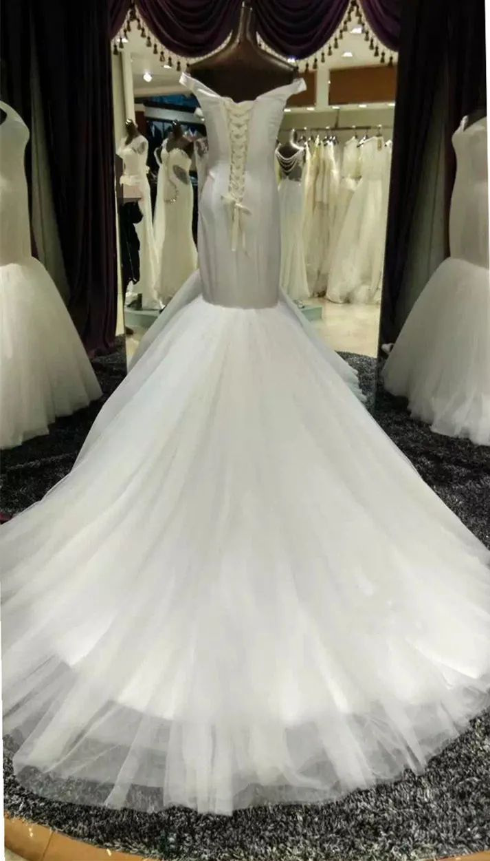 Vestido de novia de satén con cuello de barco, traje de novia de alta calidad, hecho a medida, nuevo