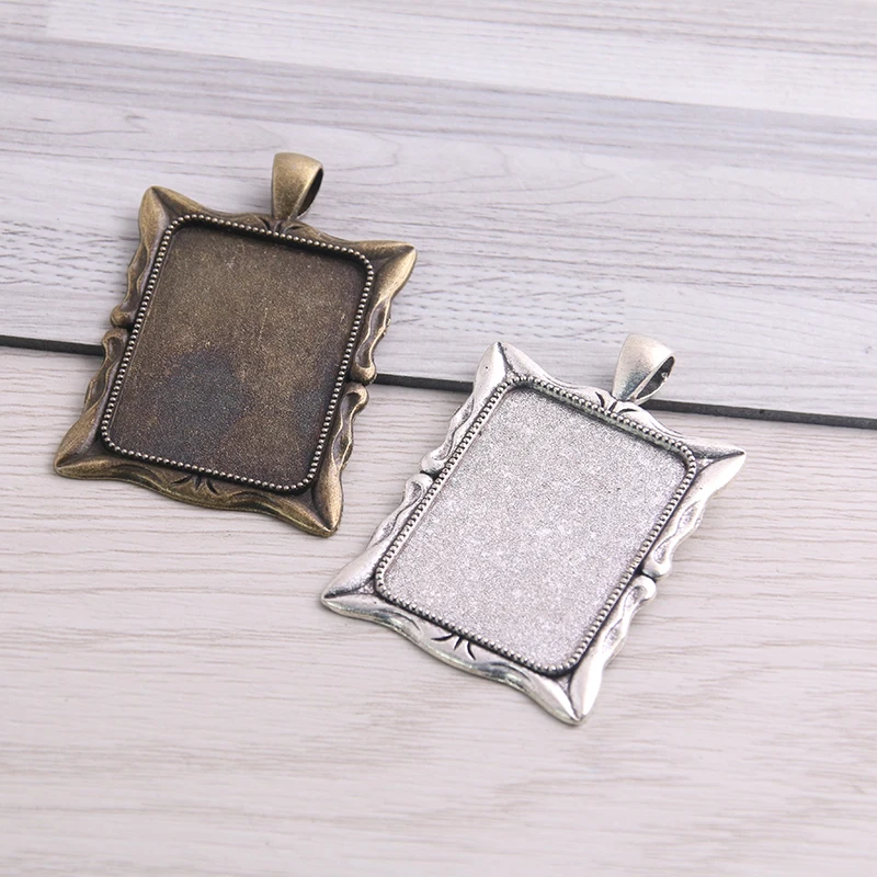 SWEET BELL  6pcs Two Color Time Cabochon Base Setting Charms Pendant Fit 23*33mm Square Glass Cabochons