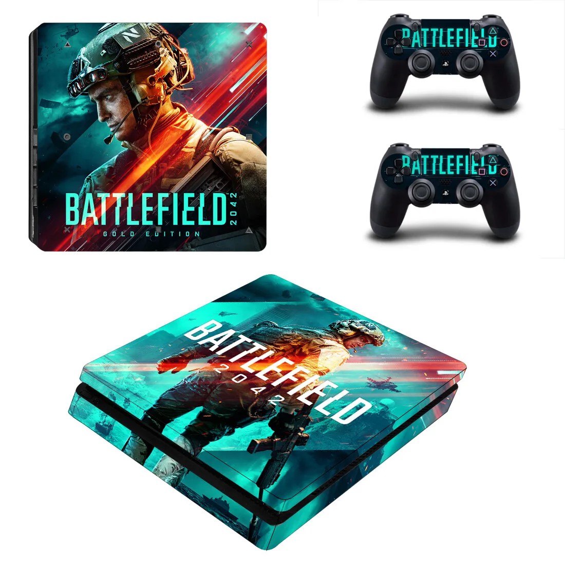 Battlefiled 2042 PS4 Slim Skin Aufkleber für Konsole und Controller PS4 Slim Skins Aufkleber Aufkleber Vinyl