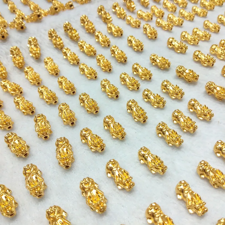 

1pcs Pure 24K Yellow Gold Pendant Lucky 3D Hard Gold Pixiu Dragon Son Transfer Beads Piaxiu Baby 0.2g