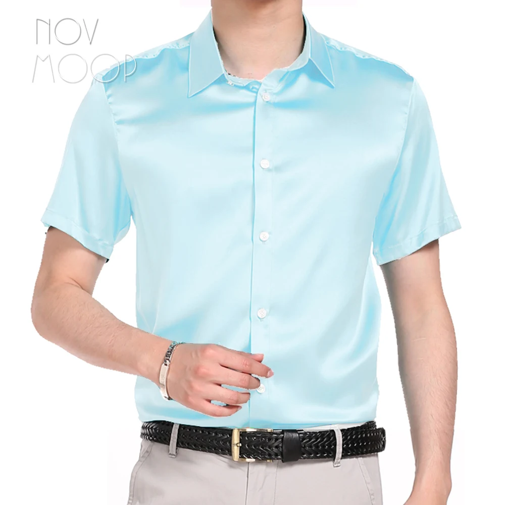 Multi color solid natural silk shirts short sleeve business shirt cheap chemise homm camiseta masculina vetement homme LT1498