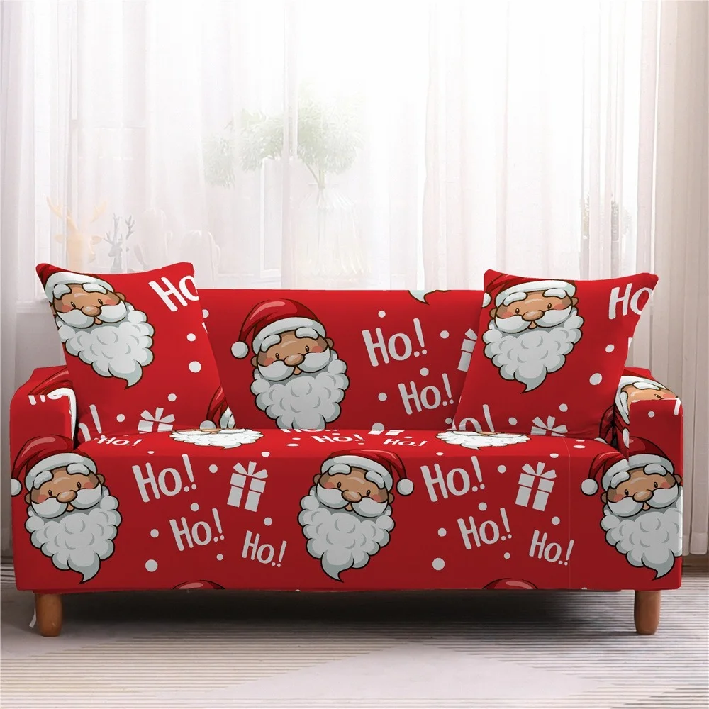 Christmas Sofa Cover Stretch Santa Claus Printed Elastic Couch Cover Case for Corner Sectional Sofa Funda De Sofá L Shape Covers