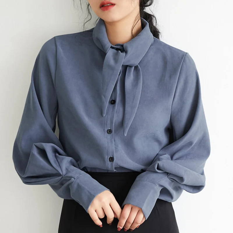 

Fashion Woman Blouses 2021 Long Sleeve Chiffon Blouse Women Turn Down Collar Office Ladies Tops Womens Tops And Blouses C335