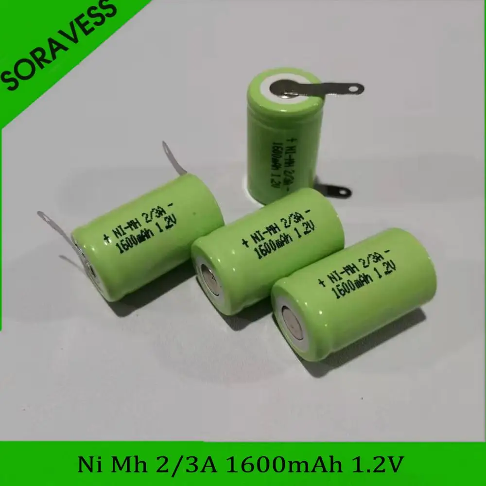 Soravess NiMH 1.2 V 2/3A 1600 MAh Pin RC Đồ Chơi Xe Ô Tô Xe Tăng Robot Thuyền Súng Ni-MH 1.2 V 1600 MAh