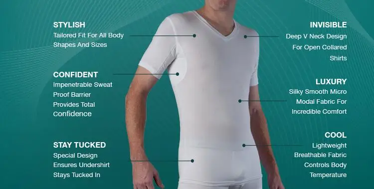 WESPROJECT Men Lancin Modal Sweatproof Anti T Shirt Against Underarm Sweat Proof Slim Fit V Neck T-Shirt