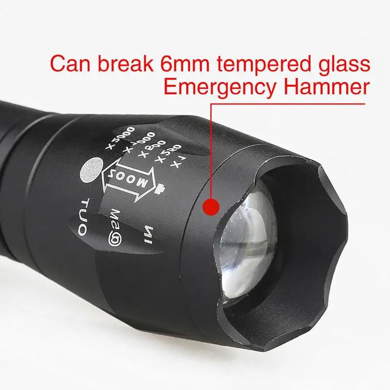 Linterna Led resistente al agua para exteriores, Linterna potente con batería de 18650, 5 modos, para acampar