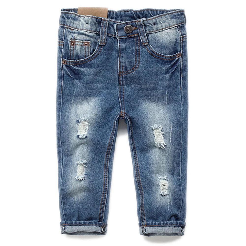 Chumhey 1-8Y Top Quality Spring Kids Jeans Children Pants Boys Girls Denim Trousers broken hole Child Clothing Boys Clothes