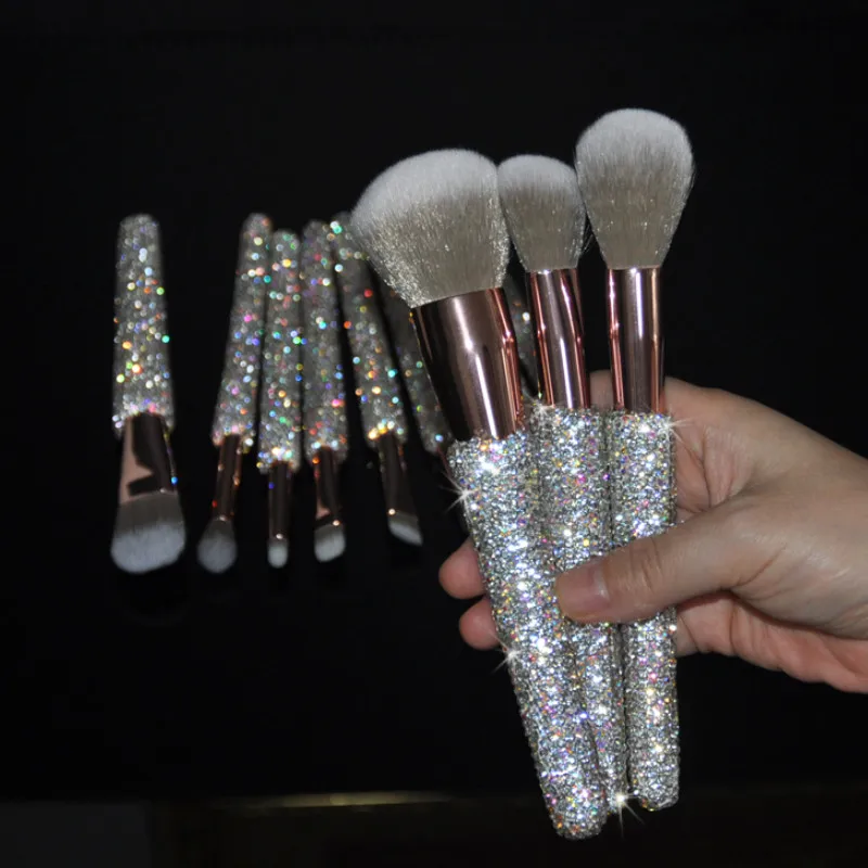 High-end Shiny Diamond 12 Makeup Brush Set Loose Powder Eye Shadow Brush Makeup Professional Full Set Tools Cosmetic Storage Box