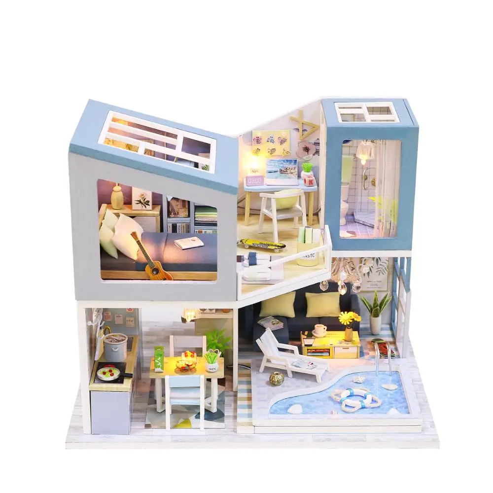 Casa Doll House Furniture Miniature Dollhouse DIY Miniature House RoomToys for Children Casa Dollhouse