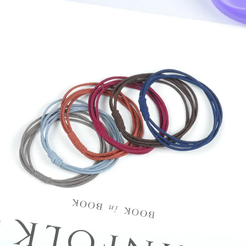 10 stücke Grundlegende Knoten Perlen Elastische Haar Bands Für Frauen Mädchen Solide Pferdeschwanz Halter Gummi Scrunchies Haar Zubehör Großhandel – Detail 11