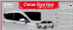 Chrome door visor side window deflector shade sun rain shield silver trips eaves for Hyundai i10 grand 2013