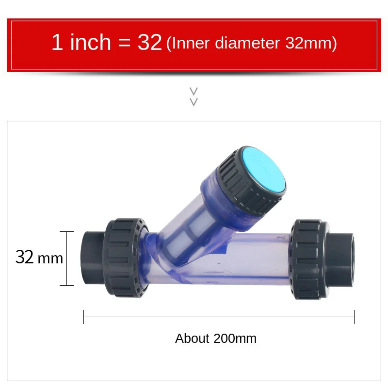 Liansu Filter UPVC Plastic Pipe Household Drinking Water Pipe Cleaner Filter Y Type Transparent Water Purifier 1Pcs