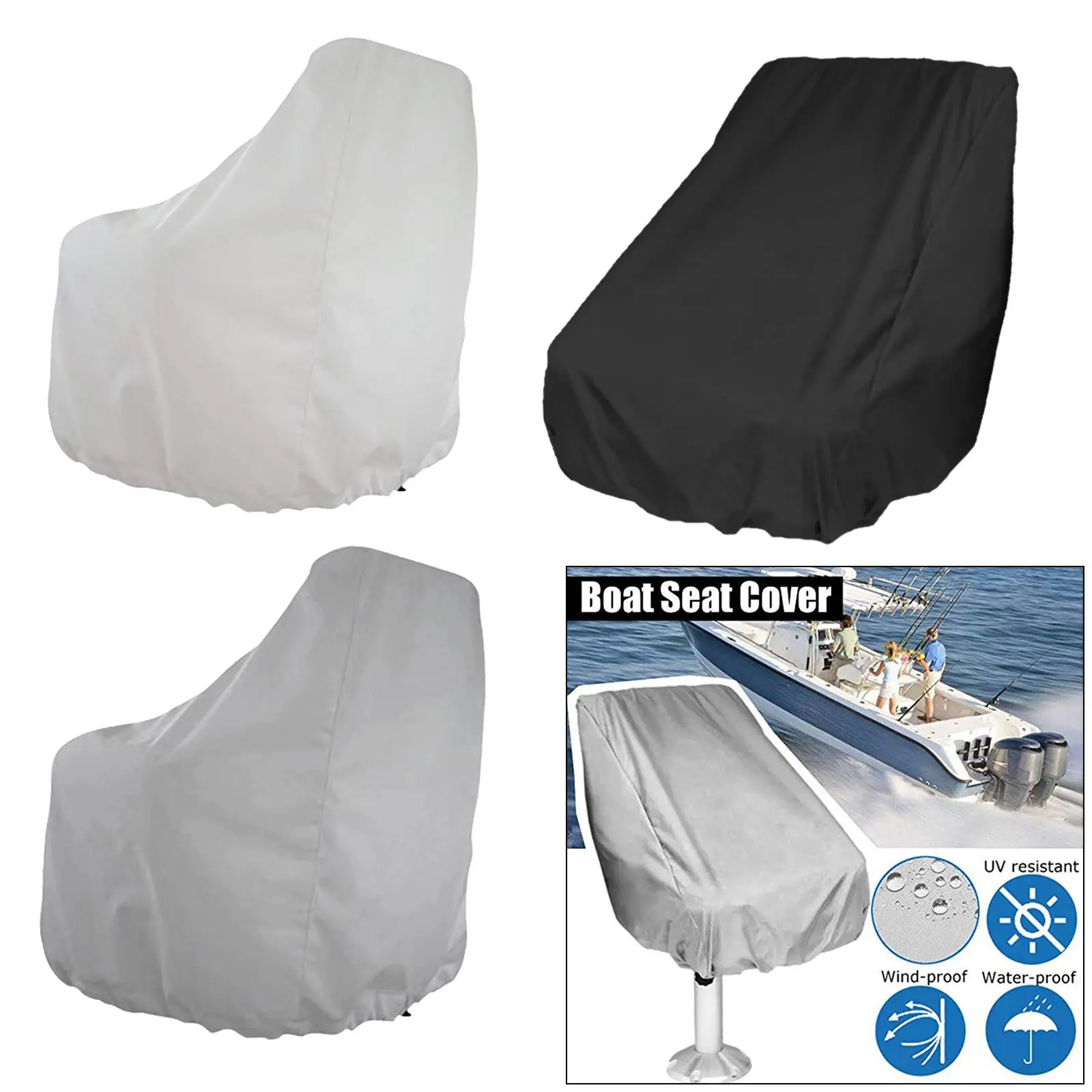 Funda para asiento de barco, plegable para exteriores, barco, pesca, impermeable, polvo, timonel, silla de capitán, resistente a los rayos UV,