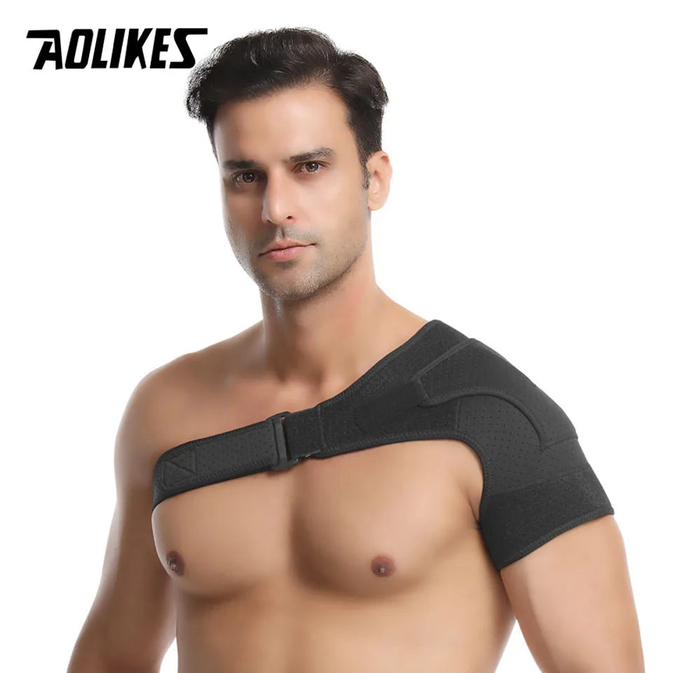 AOLIKES 1PCS Shoulder Brace Adjustable Shoulder Support With Pressure Pad for Injury Prevention, Sprain,Soreness,Tendinitis