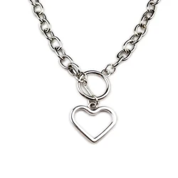 Punk Fashion Heart Necklaces Link Chain Neck Pendants Collar Chunky Chain Necklace for Women Choker Necklaces Female Jewelry