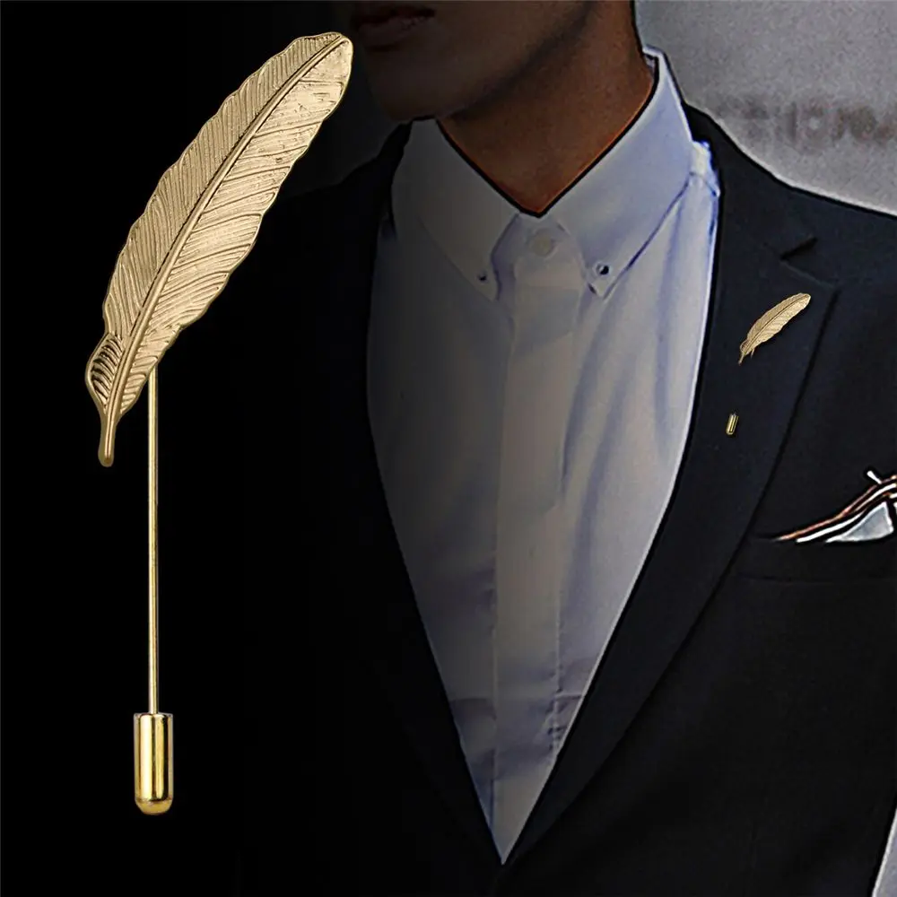 Korean version of the large leaf brooch high-grade temperament gold feather pin men and women brooch accessories