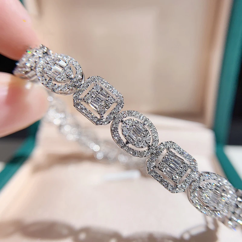 Real 18K gold Bracelet natura 3.6 ct diamonds Bracelet B-RA006