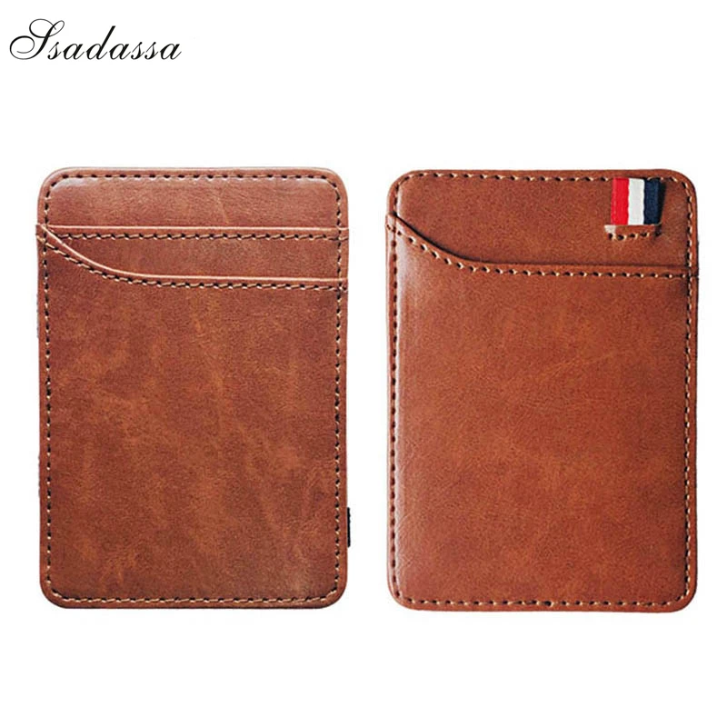 New Fashion Slim Men\'s Leather Magic Wallet Korea Designer Credit Card Holder Women Small Cash Clip Bilfold Man Clamps for Money