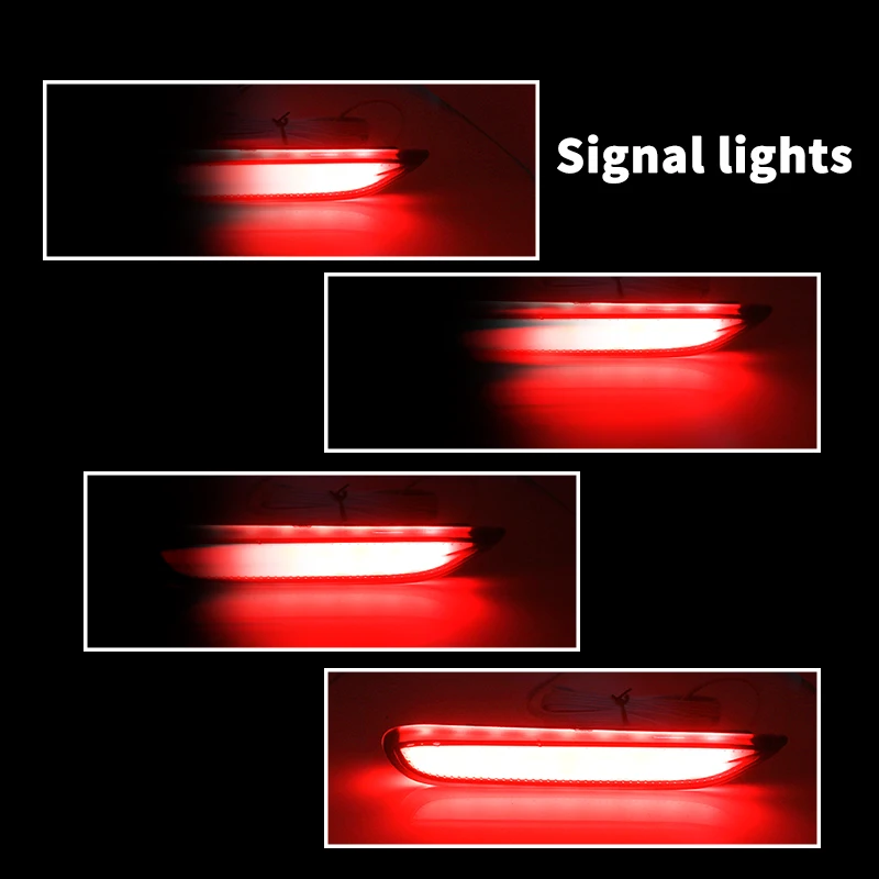 Smoked / Red Lens Red LED Rear Bumper Reflector Brake Tail, Fog Lights w/ Sequential Turn Signal For Infiniti Q50 QX56 Nissan