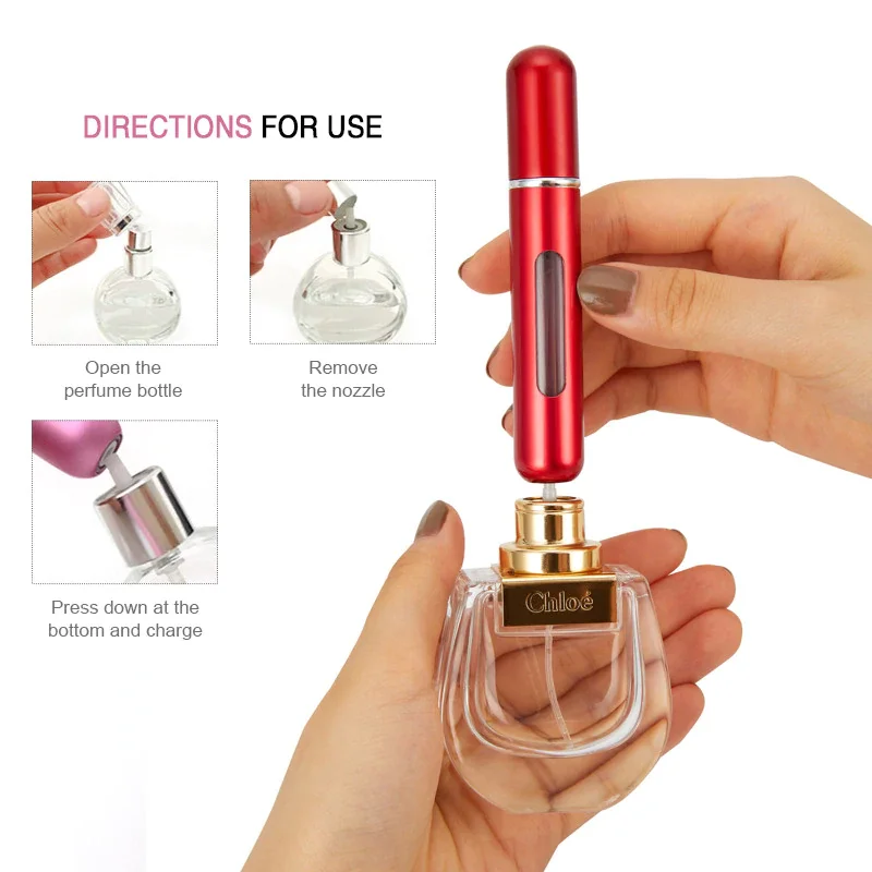 Conjunto de garrafas de perfume 8ml 5ml recarregável garrafa com bomba spray vazio recipientes cosméticos viagem atomizador garrafa frete grátis